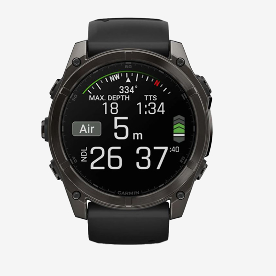 GARMIN športna ura FENIX® 8 010-02905-21 AMOLED sapphire carbon grey DLC with black pebble grey silicone band , 51 mm