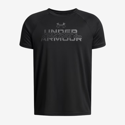 UNDER ARMOUR otr majica 1383010-003 TECH SPLIT WORDMARK black castlerock