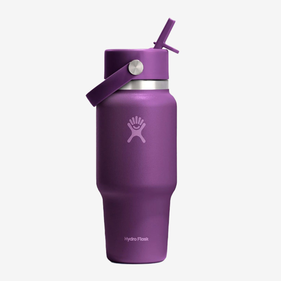 HYDRO FLASK WIDE MOUTH TRAVEL BOTTLE WITH FLEX STRAW CAP WT24CFS526 709ml beachplum