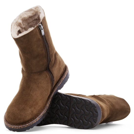 BIRKENSTOCK ž škornji 1030218 UPPSALA ZIP SHEARLING -narrow- dark tea