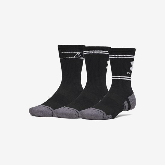 UNDER ARMOUR nogavice 6015141-008 PERFORMANCE TECH 3-PACK CREW SOCKS black grey