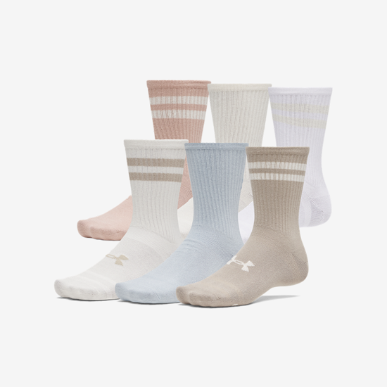 UNDER ARMOUR nogavice 1387058-204 ESSENTIAL 6-PACK CREW SOCKS timberwolf taupe white stone