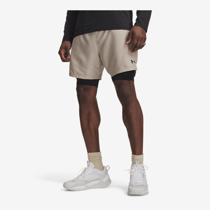 UNDER ARMOUR m hlače 6013950-203 VANISH WOVEN 2.0 2in1 SHORTS timberwolf taupe black