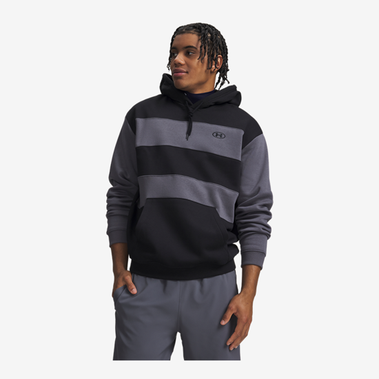 UNDER ARMOUR m kapucar 6014762-008 RIVAL FLEECE STRIPED HOODIE ultimate black gray